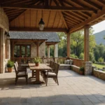 veranda bois et pierre