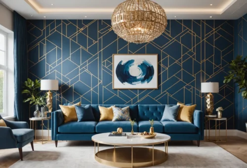 idées de décoration murale avec papiers peints pour salon