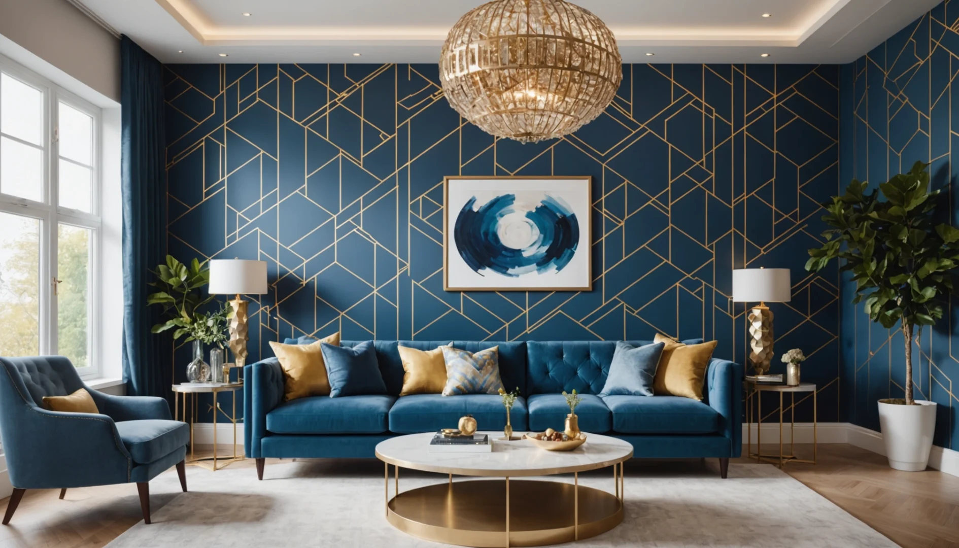 idées de décoration murale avec papiers peints pour salon
