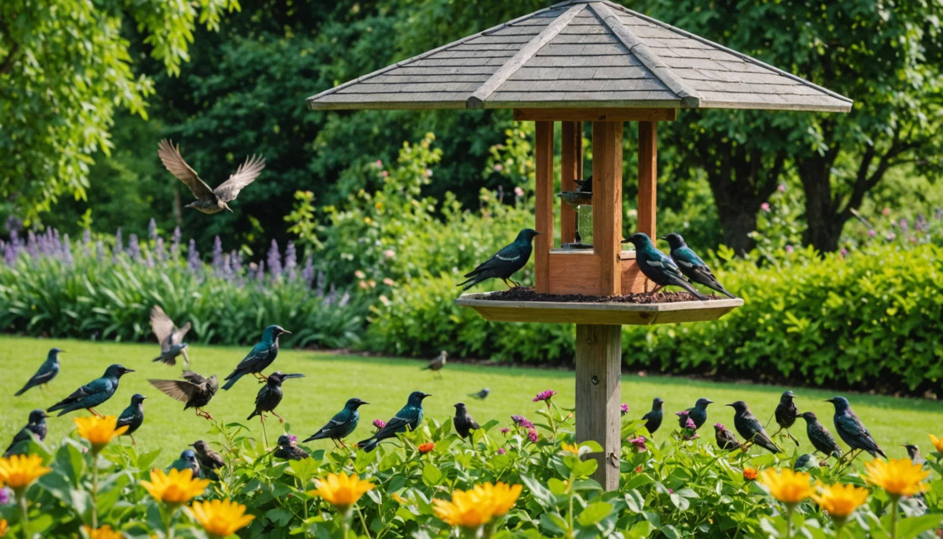 etourneau dans le jardin