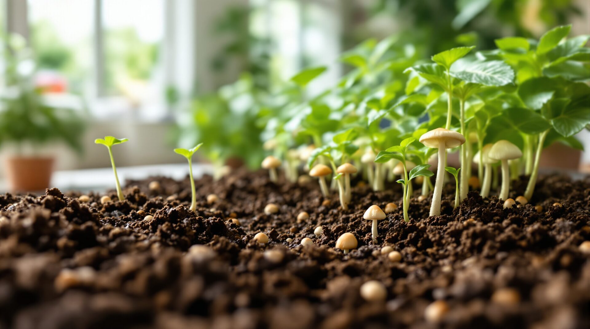 champignon dans terreau