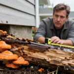 champignon orange sur bois mort